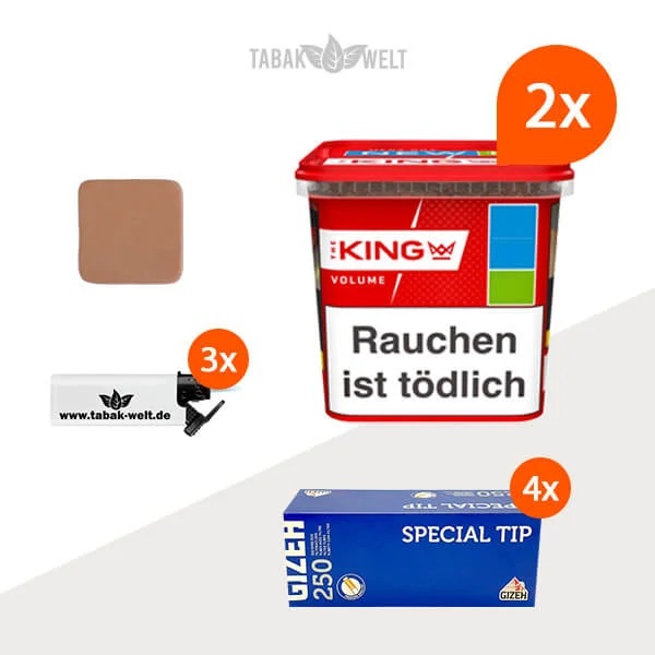 King Red Volumentabak 2x Mega-Box mit 1000 Gizeh Filterhülsen