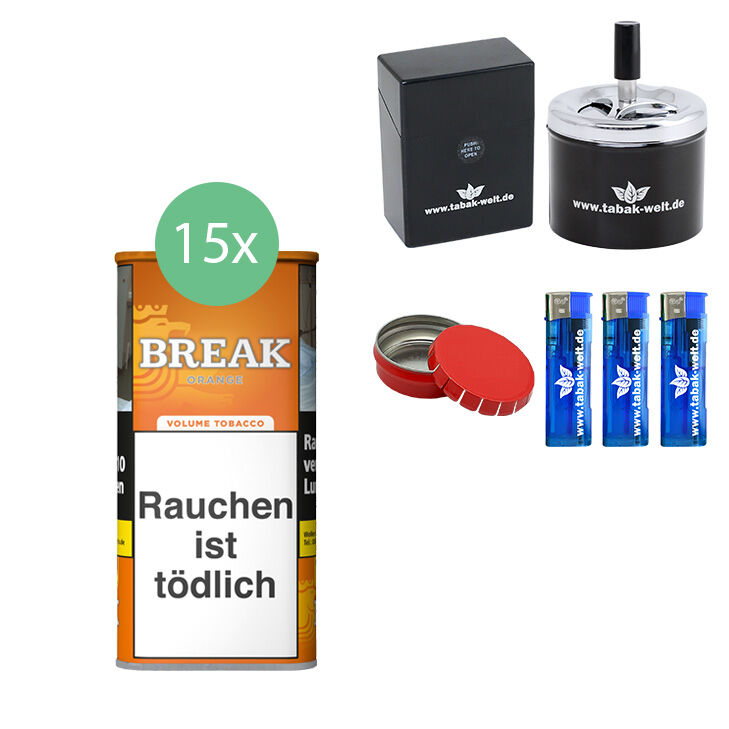 Break Tabak Orange 15 x Dose mit Aschenbecher