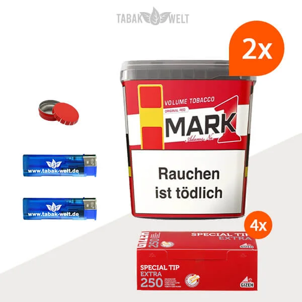 mark-1-red-volumentabak-xxl-2x-mit-1000-huelsen-und-feuerzeugen
