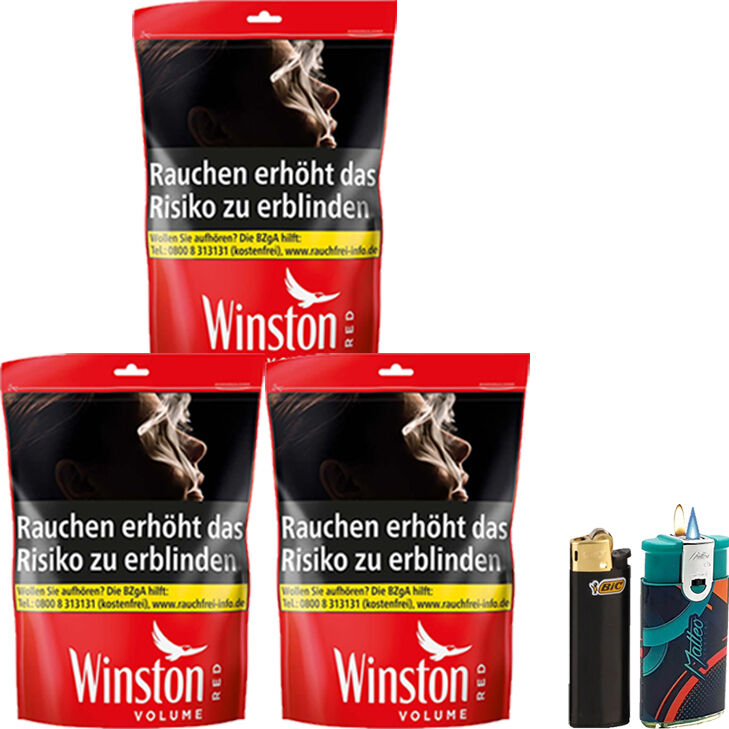 Winston Red 3 x 113g mit Feuerzeuge