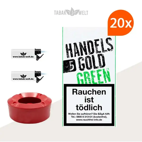 Handelsgold Green Zigarillos 20 x 5 Stück mit Windaschenbecher