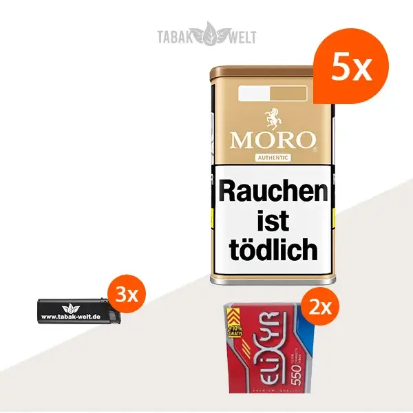 Moro Authentic Feinschnitt Tabak 5x Vorratsdose mit 1100 Hülsen