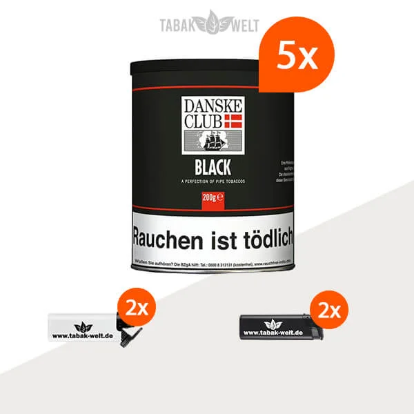 danske-club-black-pfeifentabak-5x-dose-mit-feuerzeuge