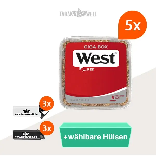 west-red-volumentabak-5x-giga-box-mit-waehlbaren-huelsen