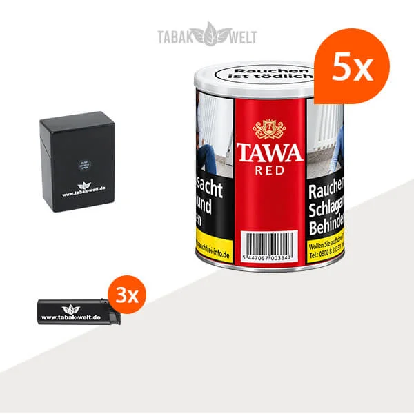 Tawa Red Feinschnitt Tabak – 5 Dosen mit Etui