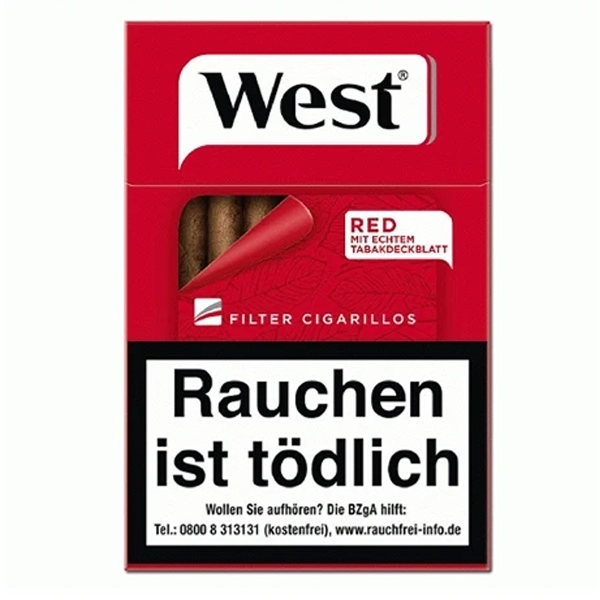 WEST Red Zigarillos Naturdeckblatt mit Filter