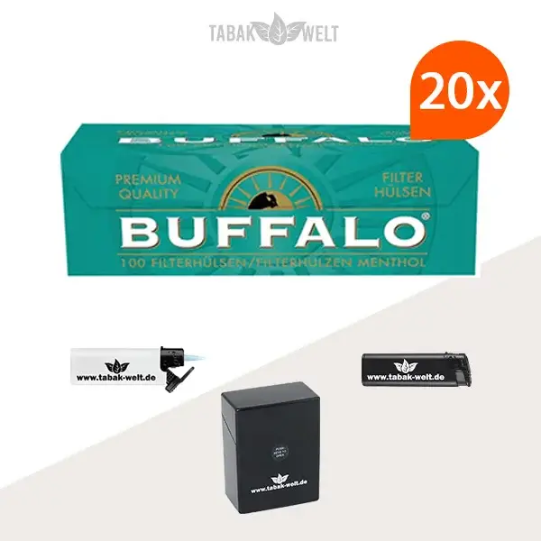 20x-buffalo-menthol-filterhuelsen-100er-2000-stueck-mit-etui