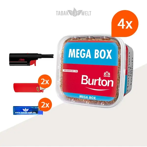 burton-red-volumentabak-4x-mega-box-mit-sturmfeuerzeugen burton-red-volumentabak-4x-mega-box-mit-sturmfeuerzeugen