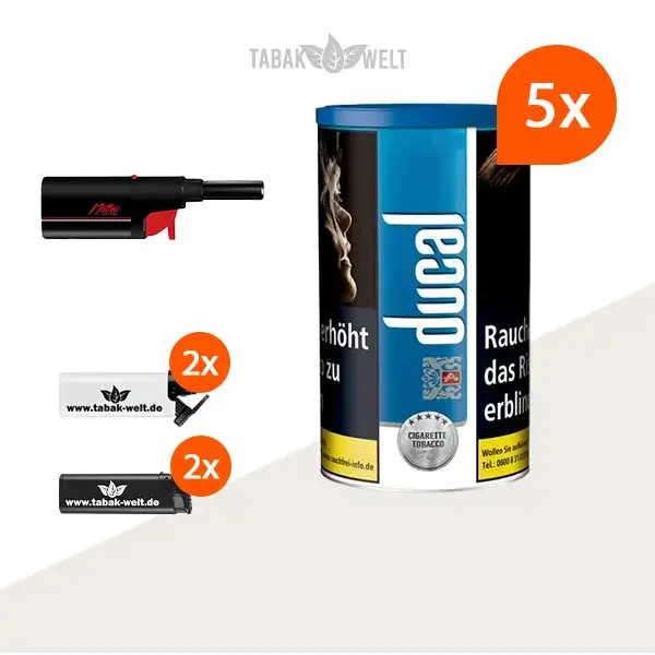 ducal-blau-feinschnitt-tabak-5x-dose-mit-stabfeuerzeug