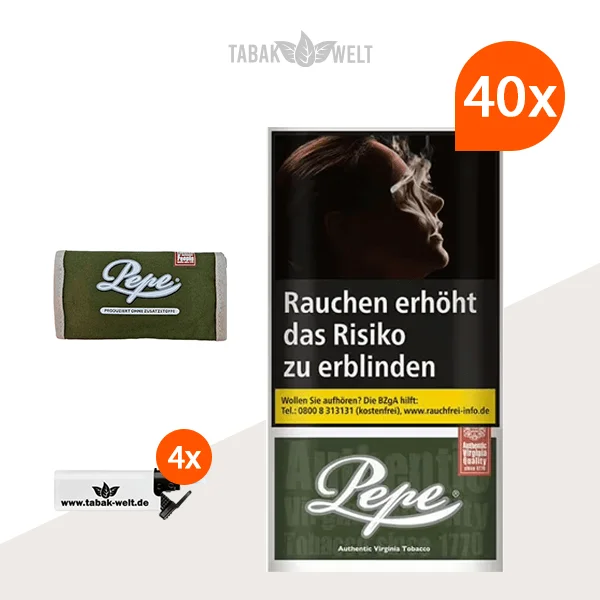 Pepe Dark Green Drehtabak 40x Pouch mit Pepe Tabaktasche