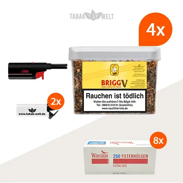 brigg-v-vanilla-pfeifentabak-4x-eimer-mit-2000-extra-size-huelsen