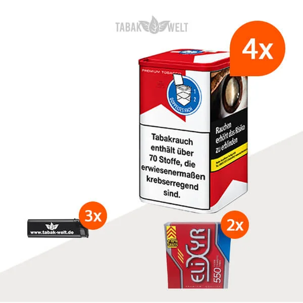 Marlboro Red Feinschnitt-Tabak 4x Dose mit 1100 Hülsen