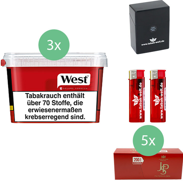 West Red 3 x 120g mit 1000 King Size Hülsen 