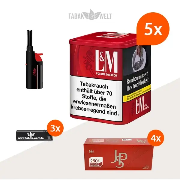 l-m-volumentabak-red-l-5x-dose-mit-1000-special-size-huelsen-und-stabfeuerzeug