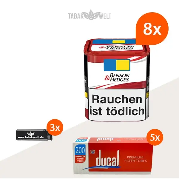 benson-und-hedges-volumentabak-8x-dose-mit-1000-filterhuelsen-und-feuerzeugen