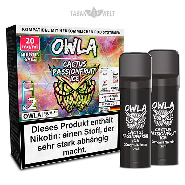 Owla E-Zigaretten Pods Cactus Passionfruit Ice 20mgml