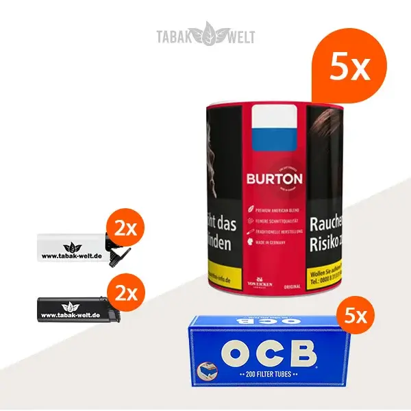 burton-original-feinschnitt-tabak-5x-dose-mit-1000-king-size-filterhuelsen-und-feuerzeugen burton-original-feinschnitt-tabak-5x-dose-mit-1000-king-size-filterhuelsen-und-feuerzeugen