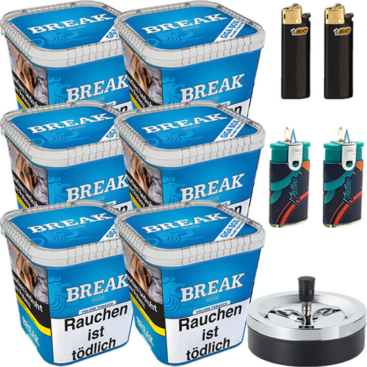Break Tabak Blue 6 x Giga Box mit Aschenbecher