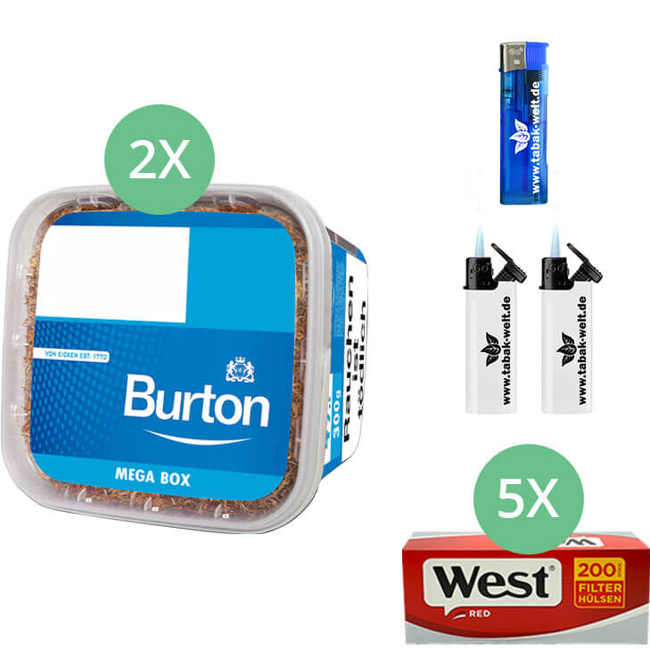 Burton Blue Tabak 2 x Mega Box mit 1000 Filterhülsen