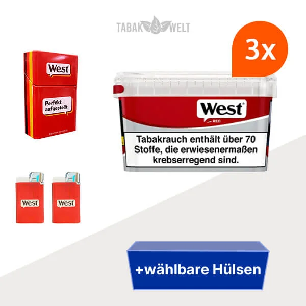 west-red-volumentabak-3x-mega-box-mit-waehlbaren-huelsen-und-zigarettenbox
