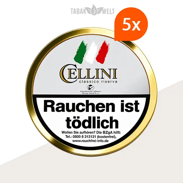 Fünf Dosen Cellini Classico Pfeifentabak im Set