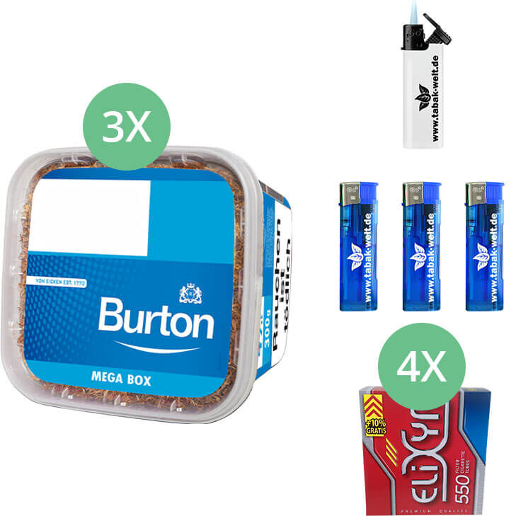 Burton Blue Tabak 3 x Mega Box mit 2200 Hülsen