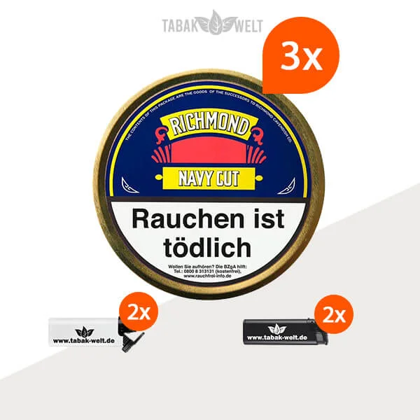 3x-richmond-navy-cut-flake-dose-mit-feuerzeugen
