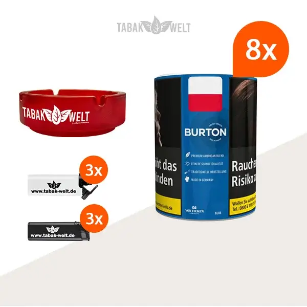 burton-blue-feinschnitt-tabak-8x-dose-mit-glas-aschenbecher burton-blue-feinschnitt-tabak-8x-dose-mit-glas-aschenbecher