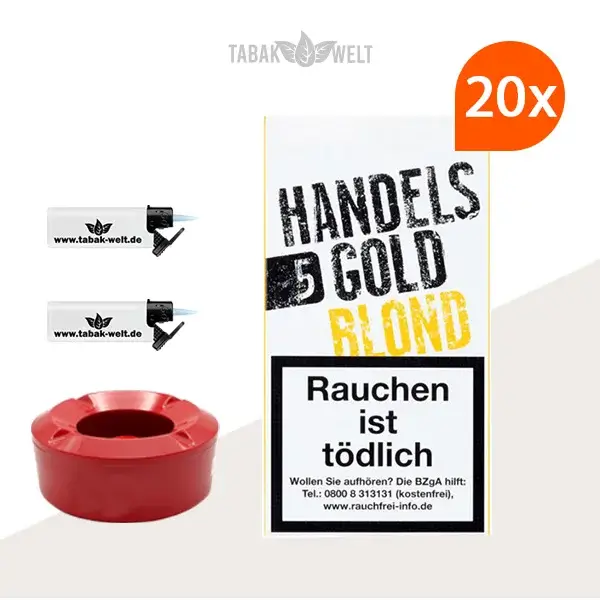 Handelsgold Blond Zigarillos 20 x 5 Stück mit Windaschenbecher