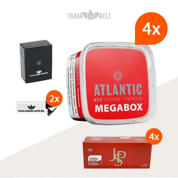 Atlantic Red Premium Volumentabak 4x Mega Box mit 1000 Special Size Hülsen