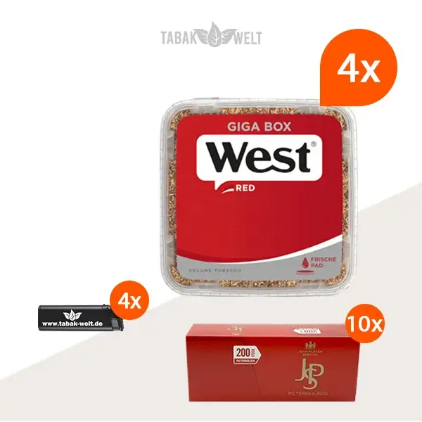 west-red-volumentabak-4x-giga-box-mit-2000-jps-filterhuelsen