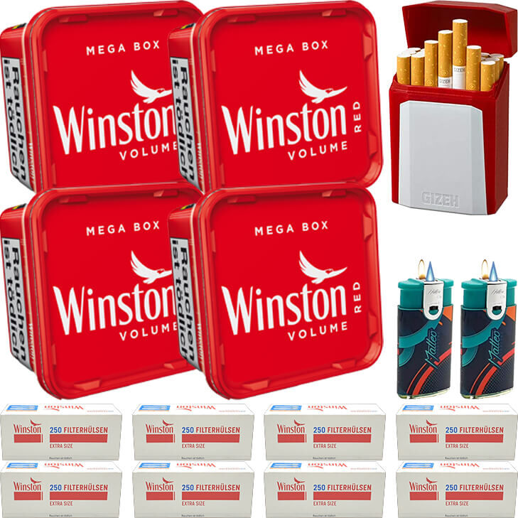 Winston Mega Box 4 x 135g mit 2000 Extra Size Hülsen 