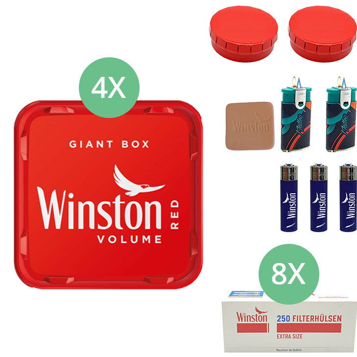 Winston Giant Box 4 x 205g mit 2000 Extra Size Hülsen