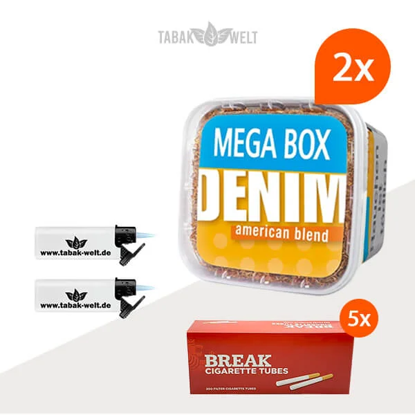 Denim Volumentabak 2x Mega Box mit 1000 Filterhülsen