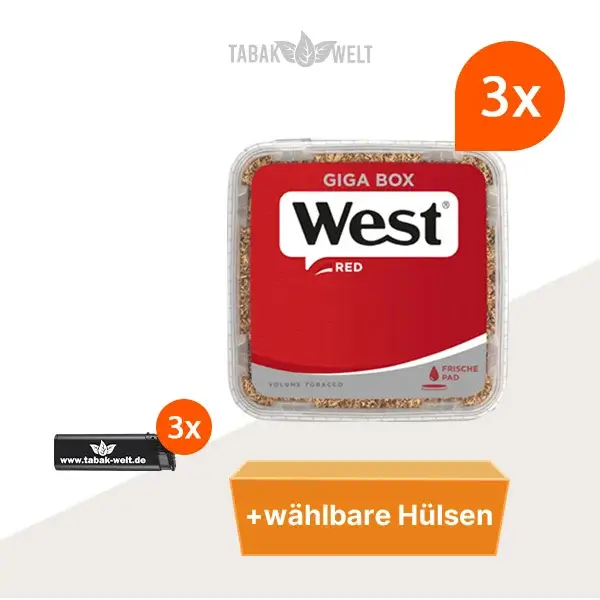 west-red-volumentabak-3x-giga-box-mit-waehlbaren-filterhuelsen-und-feuerzeugen