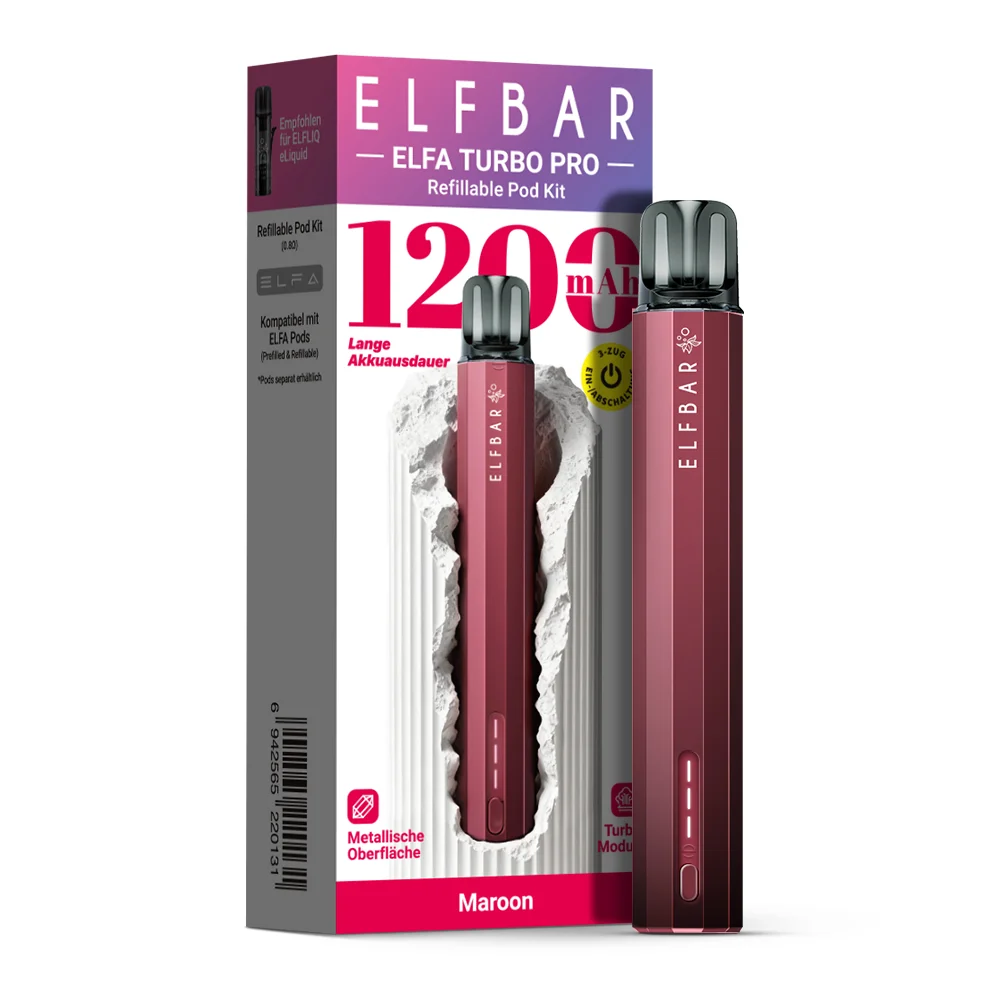 Elfbar Elfa Turbo Pro Refillable Pod Kit Maroon - Device + Leerpod