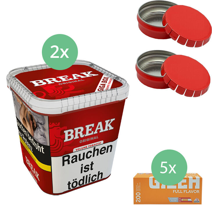 Break Original Tabak 2 x Giga Box mit 1000 Filterhülsen