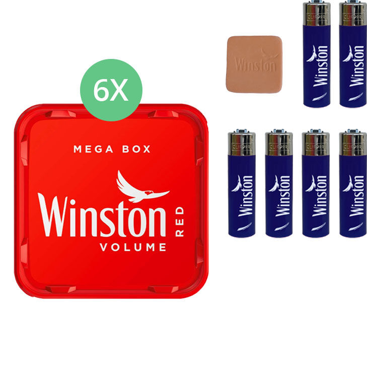 Winston Mega Box 6 x 135g mit Clipper Feuerzeugen