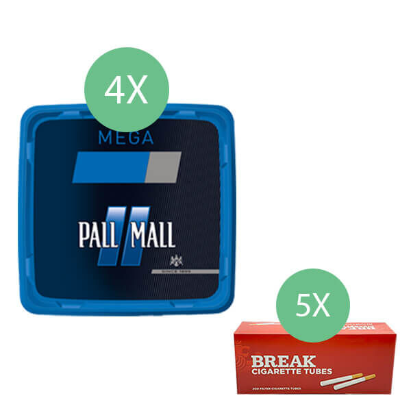 4 x pall mall blau volumentabak break hülsen