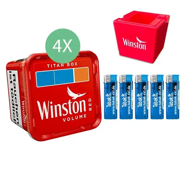 Winston Volumentabak 4 x Titan Box mit Keramikaschenbecher