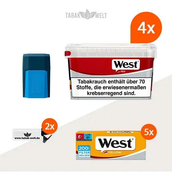 west-red-volumentabak-4x-mega-box-mit-1000-huelsen