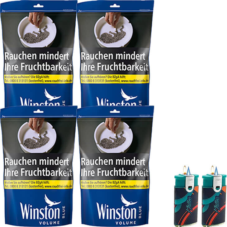 Winston Blue 4 x 100g mit Duo Feuerzeuge