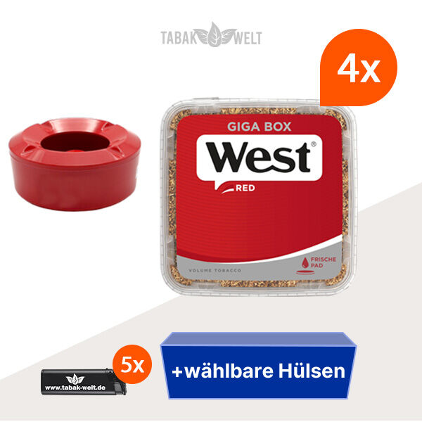 West Volumentabak Red 4 x Giga Box mit wählbaren Hülsen