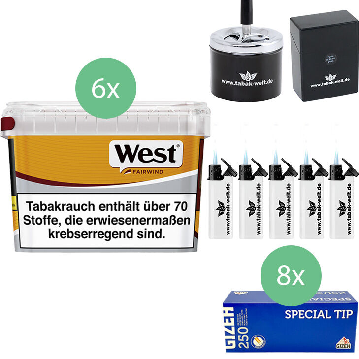 West Yellow 6 x Mega Box mit 2000 King Size Hülsen 