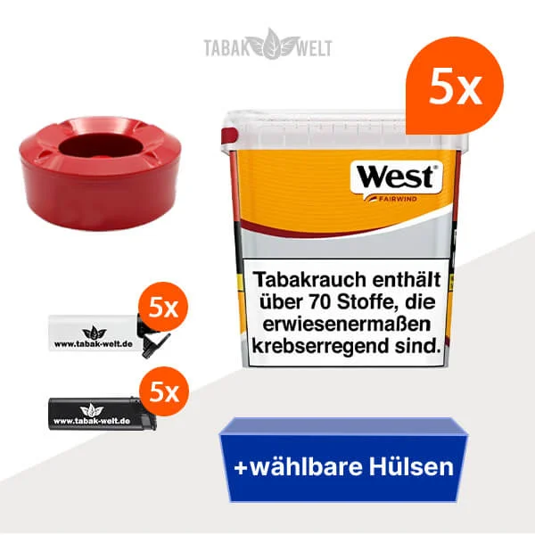 West Volumentabak Yellow 5x Giga Box mit wählbaren Hülsen