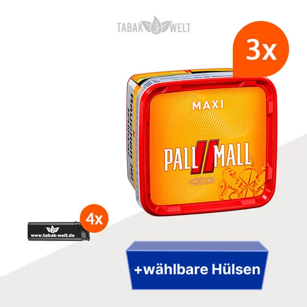 Pall Mall Tabak 3 x Maxi-Box mit wählbaren Hülsen