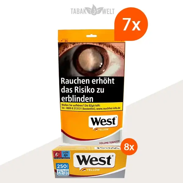 west-yellow-volumentabak-7x-beutel-mit-2000-special-size-filterhuelsen