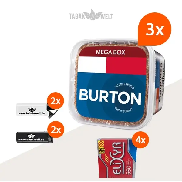 Burton Blue Volumentabak 3x Mega Box mit 2200 Hülsen 