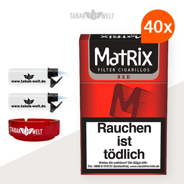 40x-matrix-zigarillos-red-m-mit-filter-2x-sturmfeuerzeug-aschenbecher