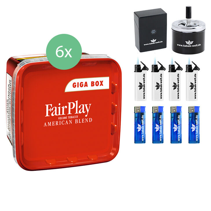 Fair Play Volumentabak Giga Box 6 x 315g mit Aschenbecher 
